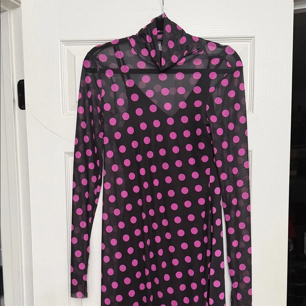 afrm pink polka dot dress AFRM Biona Dress